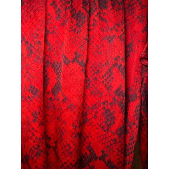 Ann Taylor - Red Snakeskin Ruffle Wrap Dress - XS - Picture 11 of 14